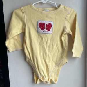 VTG Y2K NAVY YELLOW MITTEN PATCH BABY ONESIE OUTFIT SIZE 6/12 MONTHS 100% COTTON